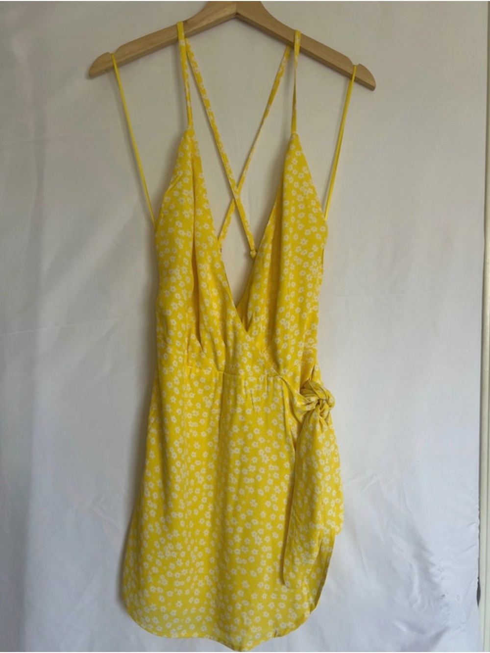 Yellow Floral Tie-Waist Romper